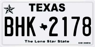 TX license plate BHK2178