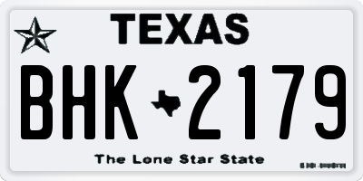 TX license plate BHK2179