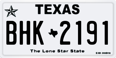 TX license plate BHK2191