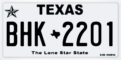 TX license plate BHK2201