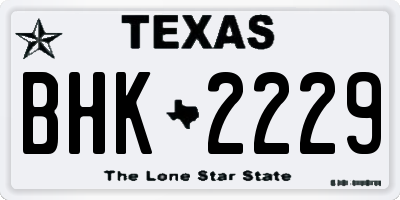 TX license plate BHK2229