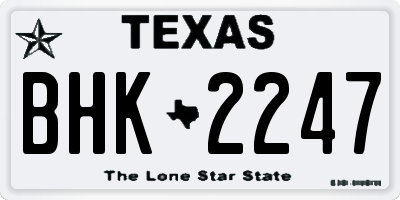 TX license plate BHK2247