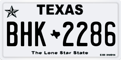 TX license plate BHK2286