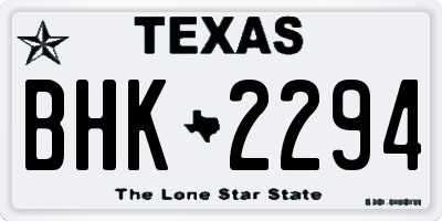 TX license plate BHK2294