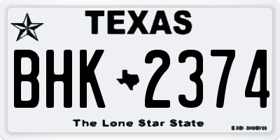 TX license plate BHK2374
