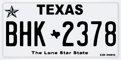 TX license plate BHK2378