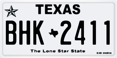TX license plate BHK2411