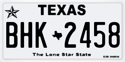 TX license plate BHK2458