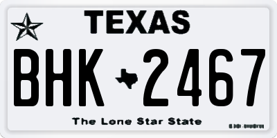 TX license plate BHK2467