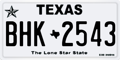 TX license plate BHK2543