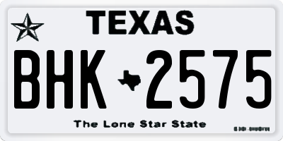 TX license plate BHK2575