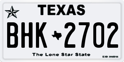 TX license plate BHK2702