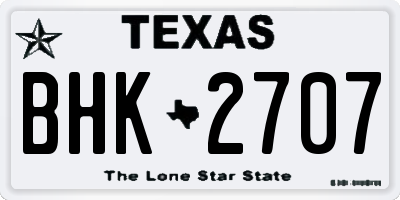 TX license plate BHK2707