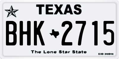 TX license plate BHK2715