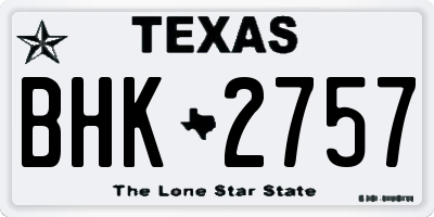 TX license plate BHK2757