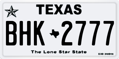 TX license plate BHK2777