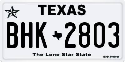 TX license plate BHK2803