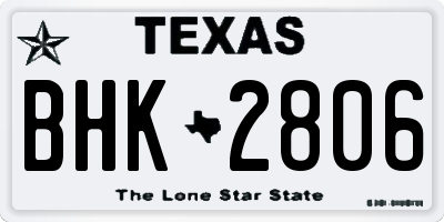 TX license plate BHK2806