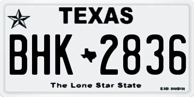 TX license plate BHK2836