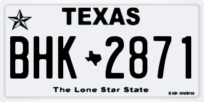 TX license plate BHK2871