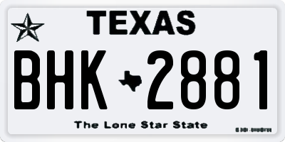 TX license plate BHK2881
