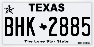 TX license plate BHK2885