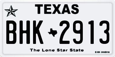 TX license plate BHK2913