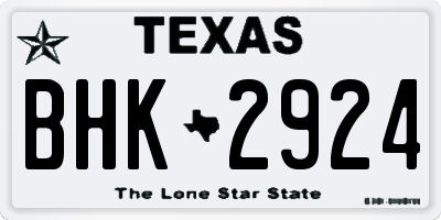 TX license plate BHK2924