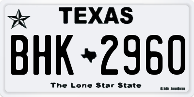 TX license plate BHK2960
