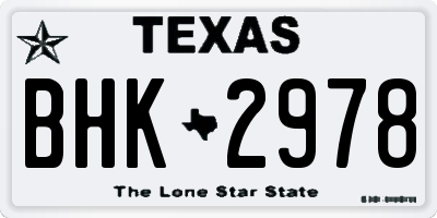 TX license plate BHK2978