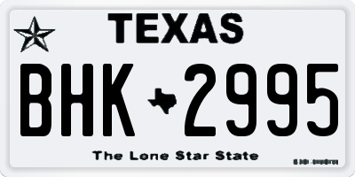 TX license plate BHK2995