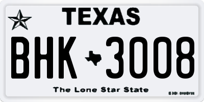 TX license plate BHK3008