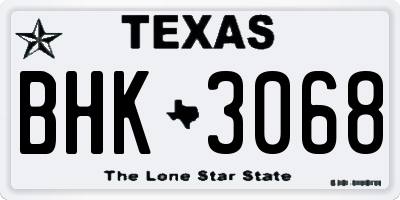 TX license plate BHK3068