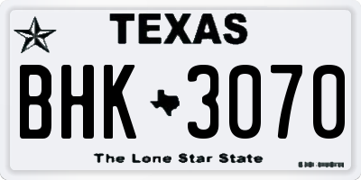 TX license plate BHK3070