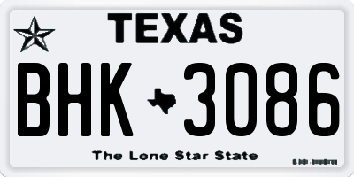 TX license plate BHK3086