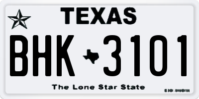 TX license plate BHK3101