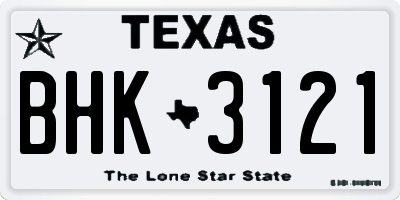 TX license plate BHK3121