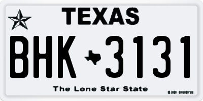 TX license plate BHK3131