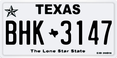 TX license plate BHK3147