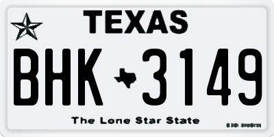 TX license plate BHK3149