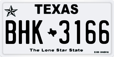 TX license plate BHK3166