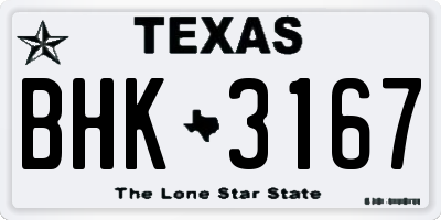 TX license plate BHK3167