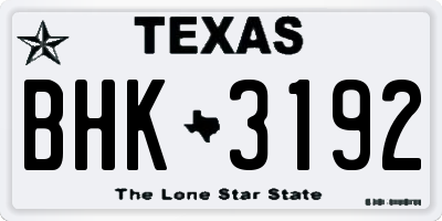 TX license plate BHK3192