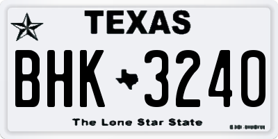 TX license plate BHK3240