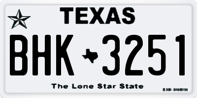 TX license plate BHK3251