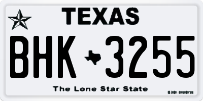 TX license plate BHK3255