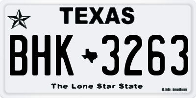 TX license plate BHK3263
