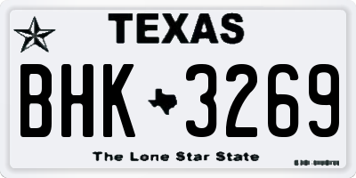 TX license plate BHK3269