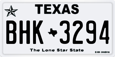 TX license plate BHK3294
