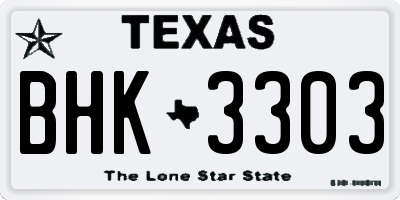 TX license plate BHK3303